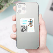 Sticker QR Code de Retour d'Objet Perdu Handy Bot Texte Bl (Téléphone)