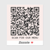 Sticker QR Code Scan for Menu Blush Pink (Feuille)