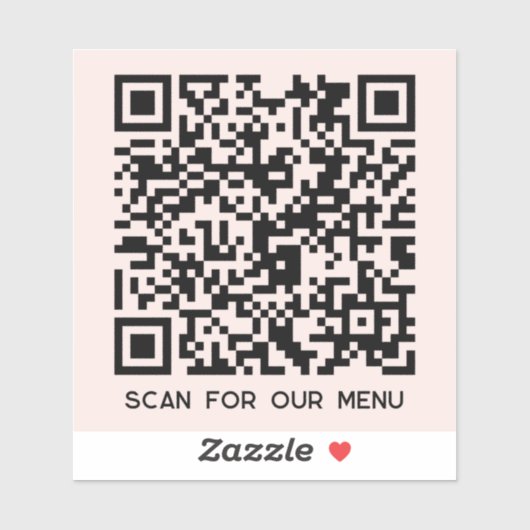 Sticker QR Code Scan for Menu Blush Pink (Feuille)