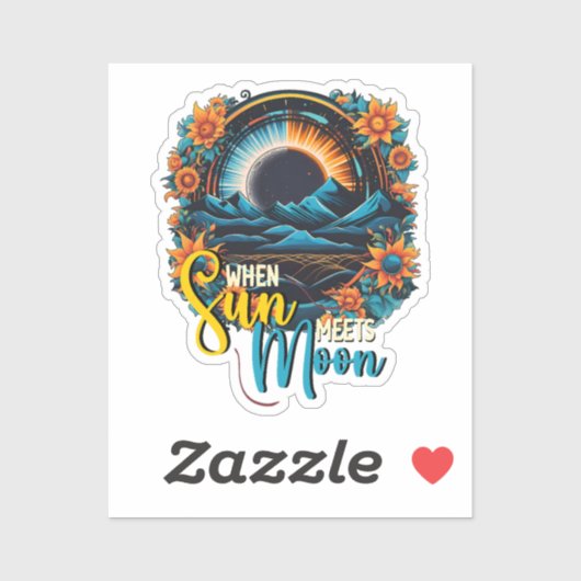 Sticker Quand le soleil rencontre la lune, Floral Eclipse  (Feuille)