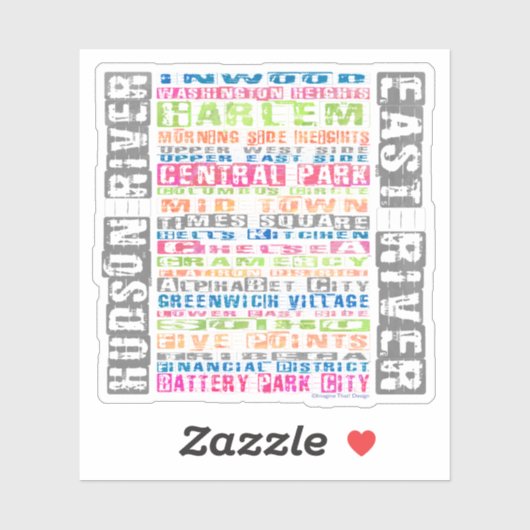 Sticker Quartiers de New York Rainbow (Feuille)