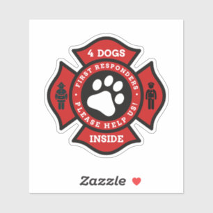 Sticker Quatre Chiens À L'Intérieur De La Maison Avis D'Al