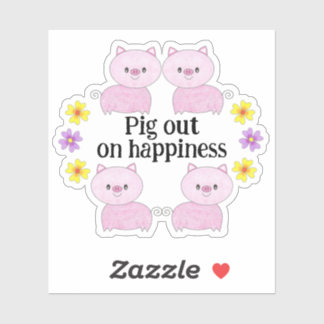 Sticker Quatre cochons roses mignons - Pig out sur l'autoc