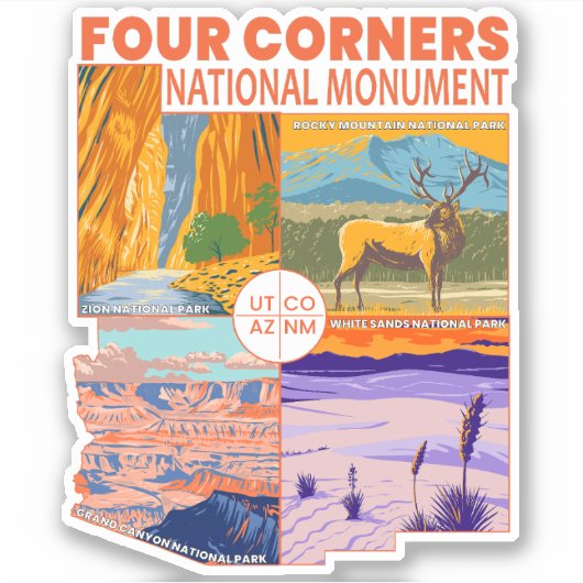 Sticker Quatre coins Monument national avec Parcs nationau (Devant)