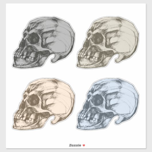 Sticker Quatre crânes vinyle (Feuille)