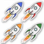 Sticker Quatre fusées ajouter des noms vinyle (Devant)