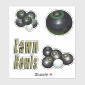 Sticker Quatre Images De Boules De Pelouse, (Feuille)