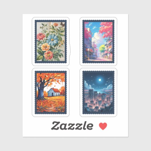 Sticker quatre timbres (Feuille)
