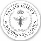 Sticker Queen Bee Apiary Produit Miel Logo Couronne couron (Recto)