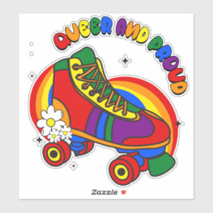Sticker Queer Et Fière Patinage Arc-En-Ciel