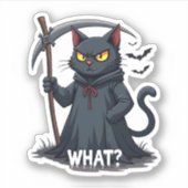Sticker Quel chat Chat noir Halloween Chat effrayant Chat  (Devant)