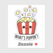 Sticker Quel est Poppin Funny Popcorn Pun (Feuille)