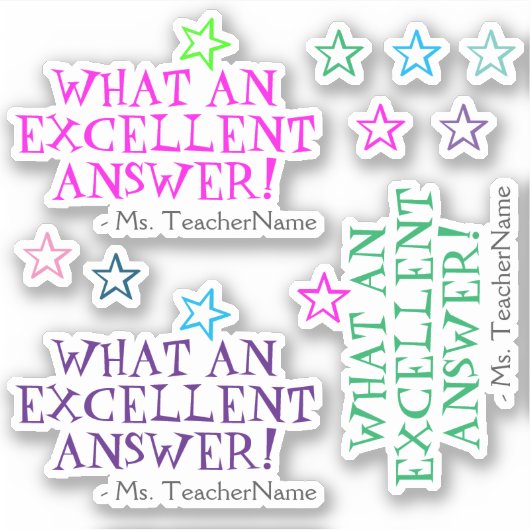 Sticker "QUELLE EXCELLENTE RÉPONSE !" + Nom de l'éducateur (Devant)