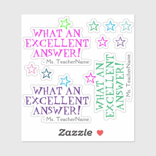 Sticker "QUELLE EXCELLENTE RÉPONSE !" + Nom de l'éducateur (Feuille)