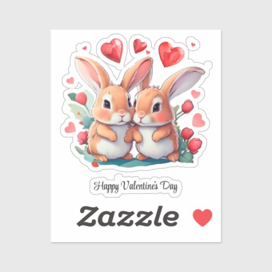 Sticker Quelques lapins d'aquarelle amusants (Feuille)