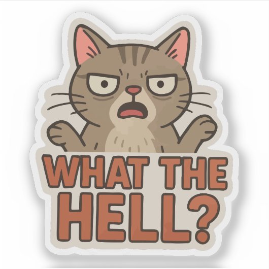 Sticker Qu'est-ce que diable ? chat drôle (Devant)