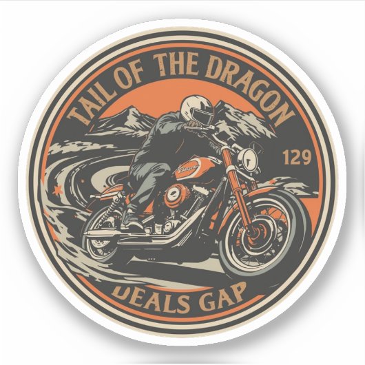 Sticker Queue de Dragon 318 virages road trip (Devant)