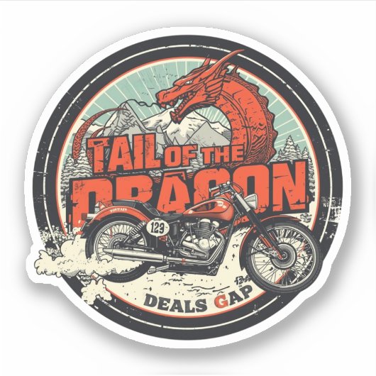 Sticker Queue de dragon Deals Gap road trip moto (Devant)
