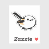 Sticker Quiet Minimal Long-Tailed Tit Illustration (Feuille)