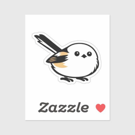 Sticker Quiet Minimal Long-Tailed Tit Illustration (Feuille)