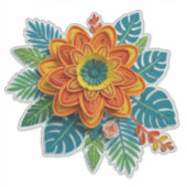 Sticker Quilling Flower Art With Orange Petals (Devant)