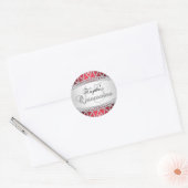 Sticker Quinceanera argent et diamant rouge (Enveloppe)