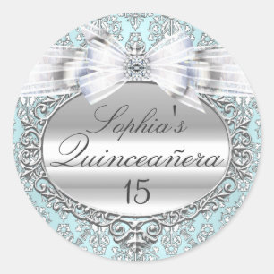 Sticker Quinceanera Bleu et Argent