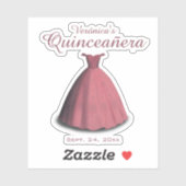 Sticker Quinceañera célébration robe rouge (Feuille)