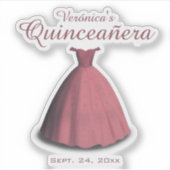 Sticker Quinceañera célébration robe rouge (Devant)