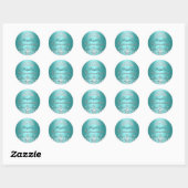 Sticker Quinceanera en argent et Turquoise Damask  (Feuille)