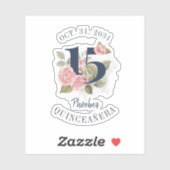 Sticker Quinceanera Floral rustique 15e anniversaire (Feuille)