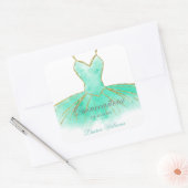 Sticker Quinceanera pour Parties scintillant Turqu (Enveloppe)