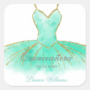 Sticker Quinceanera pour Parties scintillant Turqu
