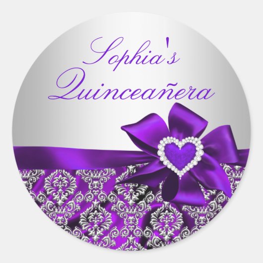 Sticker Quinceanera pourpre et argent (Devant)