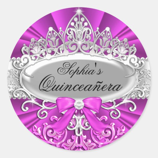 Sticker Quinceanera Rose Tiara & Damask (Devant)