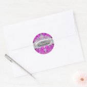 Sticker Quinceanera Rose Tiara & Damask (Enveloppe)
