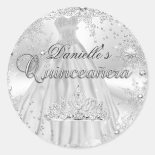Sticker Quinceanera Sparkle Flocon de neige en arg