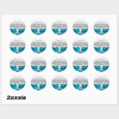 Sticker Quinceanera turquoise Damask & Pearl Bow (Feuille)