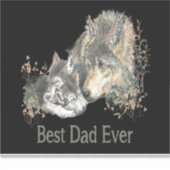 Sticker Quote d'aquarelle Meilleur Papa Ever Wolf & Cub (Devant)