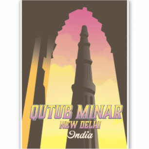 Sticker Qutub Minar New Delhi Inde affiche voyage