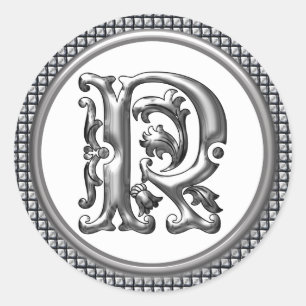 Sticker R rond initial en argent