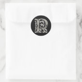 Sticker R rond initial en argent (Sac)
