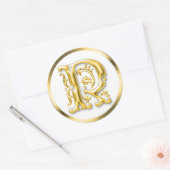 Sticker R rond initial en or (Enveloppe)