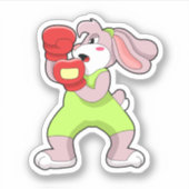 Sticker Rabbit à la boxe avec gants de boxe (Devant)