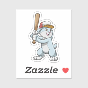 Sticker Rabbit at Baseball with Baseball bat