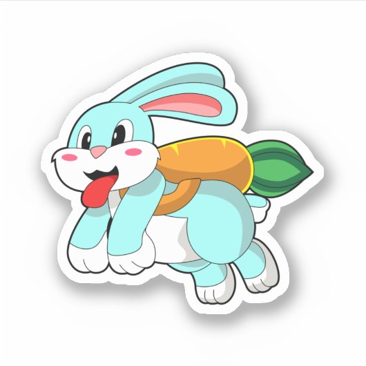 Sticker Rabbit avec carotte comme fusée (Devant)