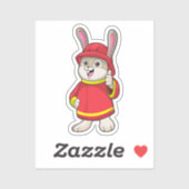 Sticker Rabbit comme pompier avec casque (Feuille)