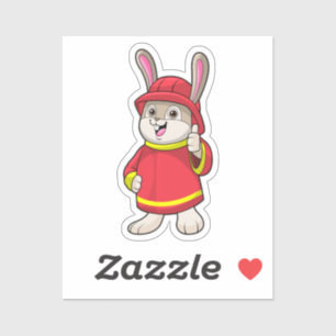 Sticker Rabbit comme pompier avec casque