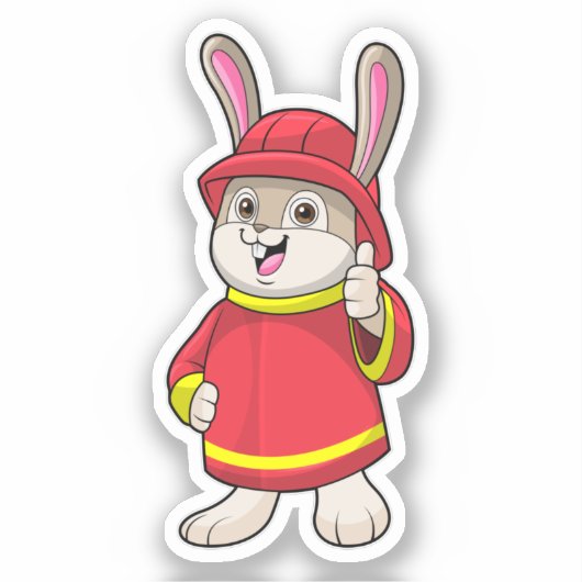 Sticker Rabbit comme pompier avec casque (Recto)