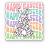 Sticker Rabbit de coucher de soleil rétro (Devant)